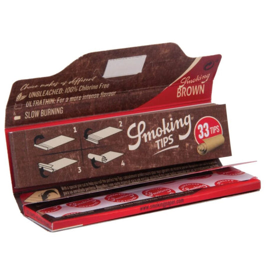 Smoking Brown King Size Slim Rolling Papers + Tips