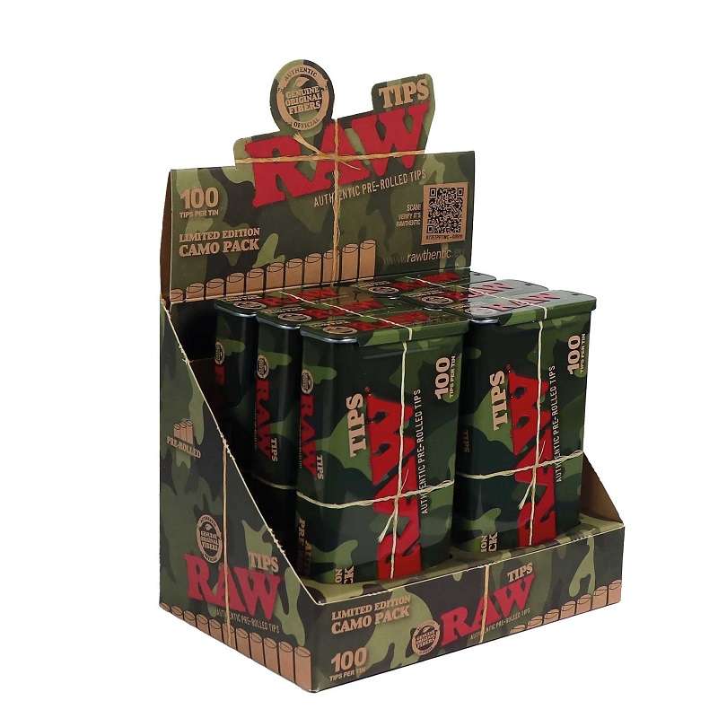 Caixa Raw Camuflagem de 100 Filtros Prerolados