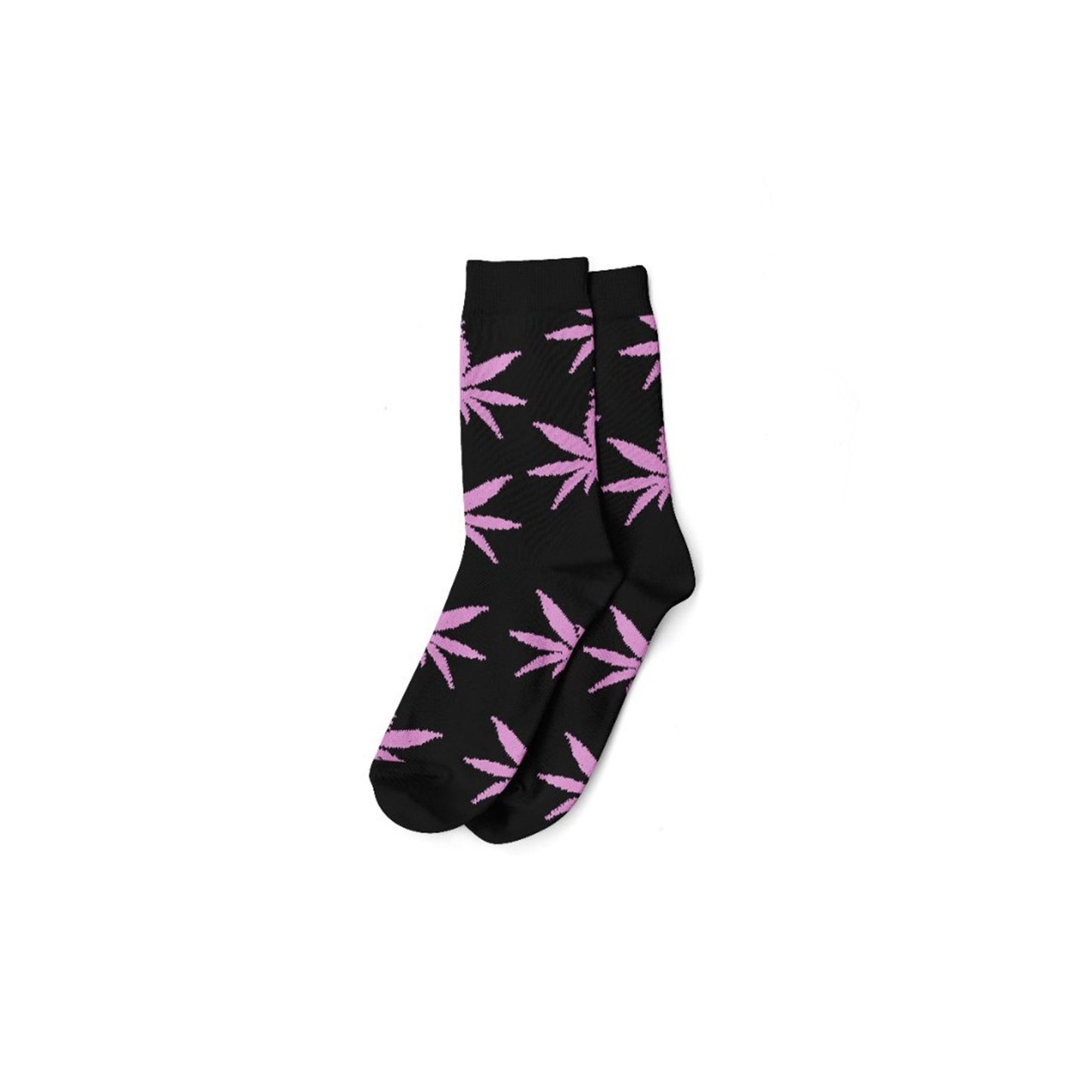 Meias Pretas de Folhas de Cannabis Roxas