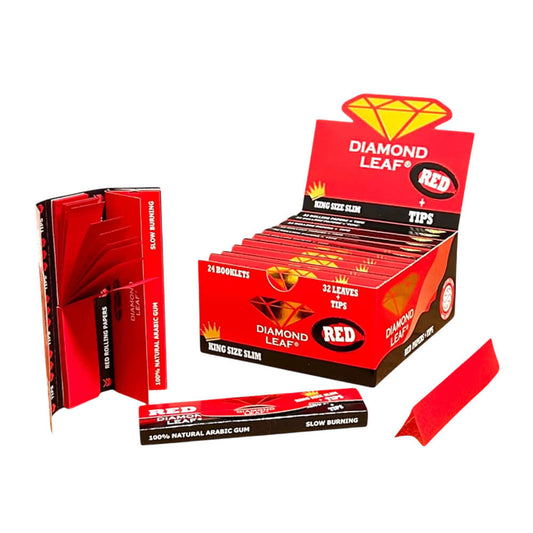 Diamond Leaf Mortalhas Vermelhas King Size Slim com Filtros