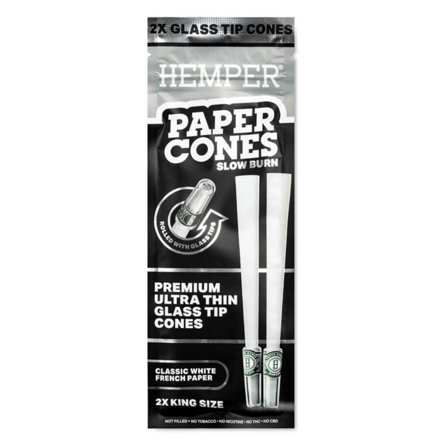 Hemper Cones de Papel Branco Clássico King Size com Filtro de Vidro
