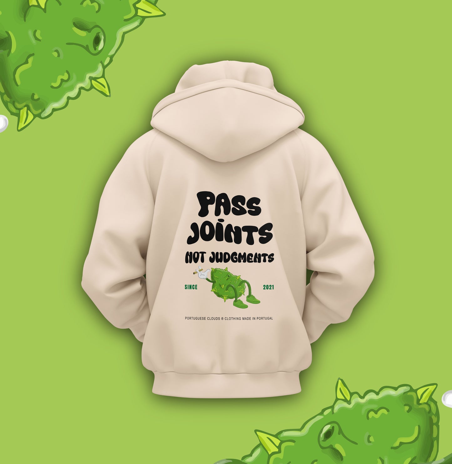 Hoodie Oversized Portuguese Clouds (Preto & Buttercream)