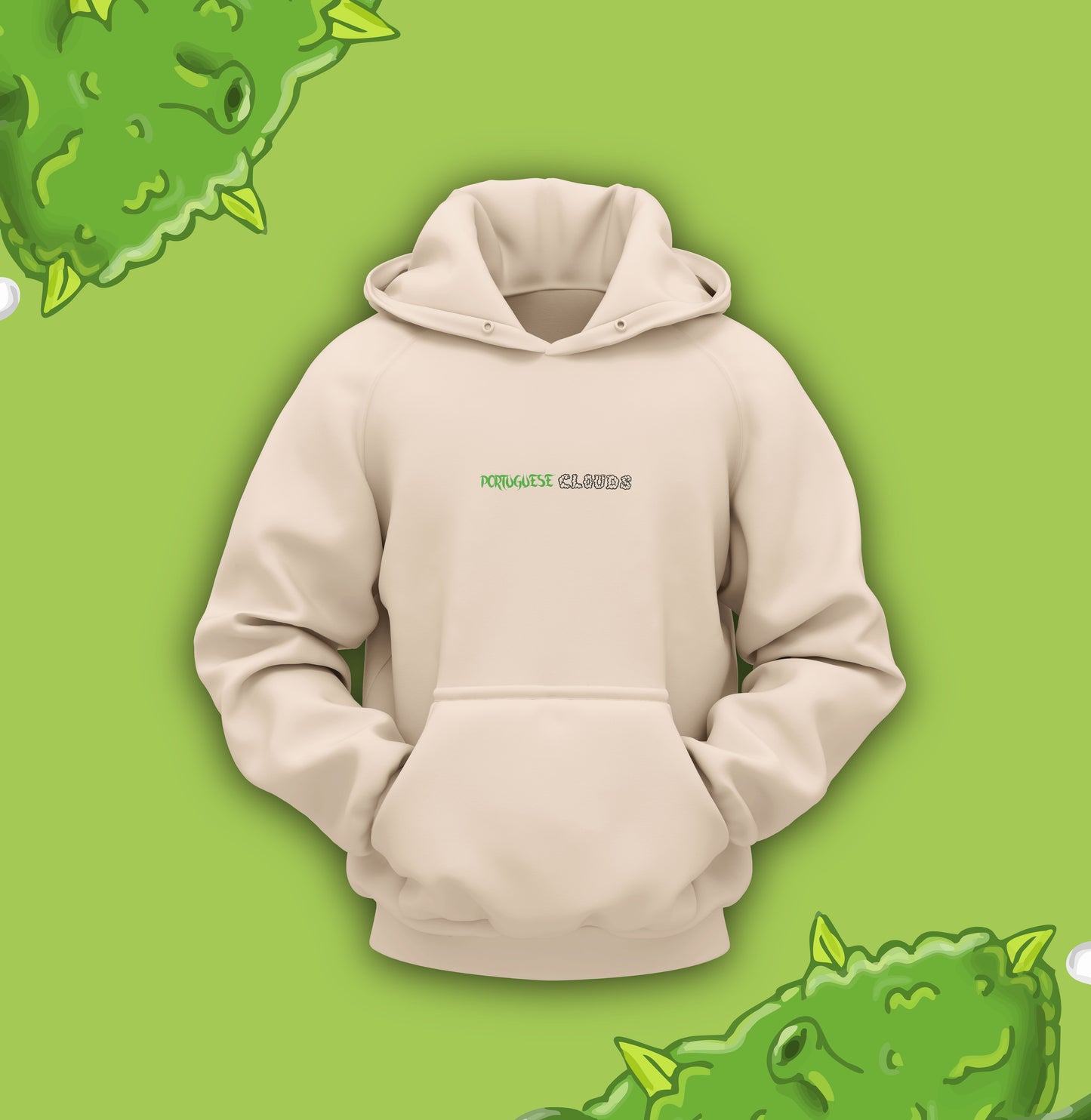 Hoodie Oversized Portuguese Clouds (Preto & Buttercream)