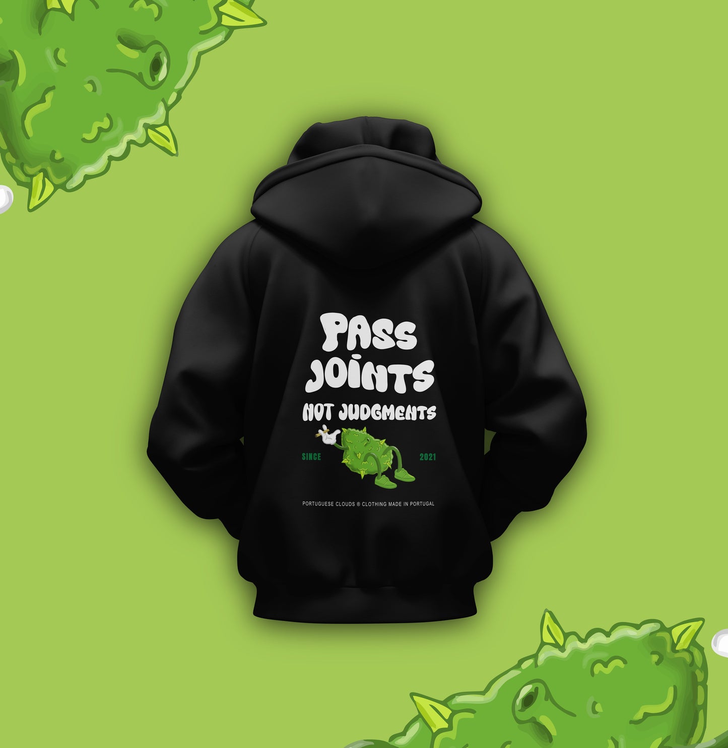 Hoodie Oversized Portuguese Clouds (Preto & Buttercream)