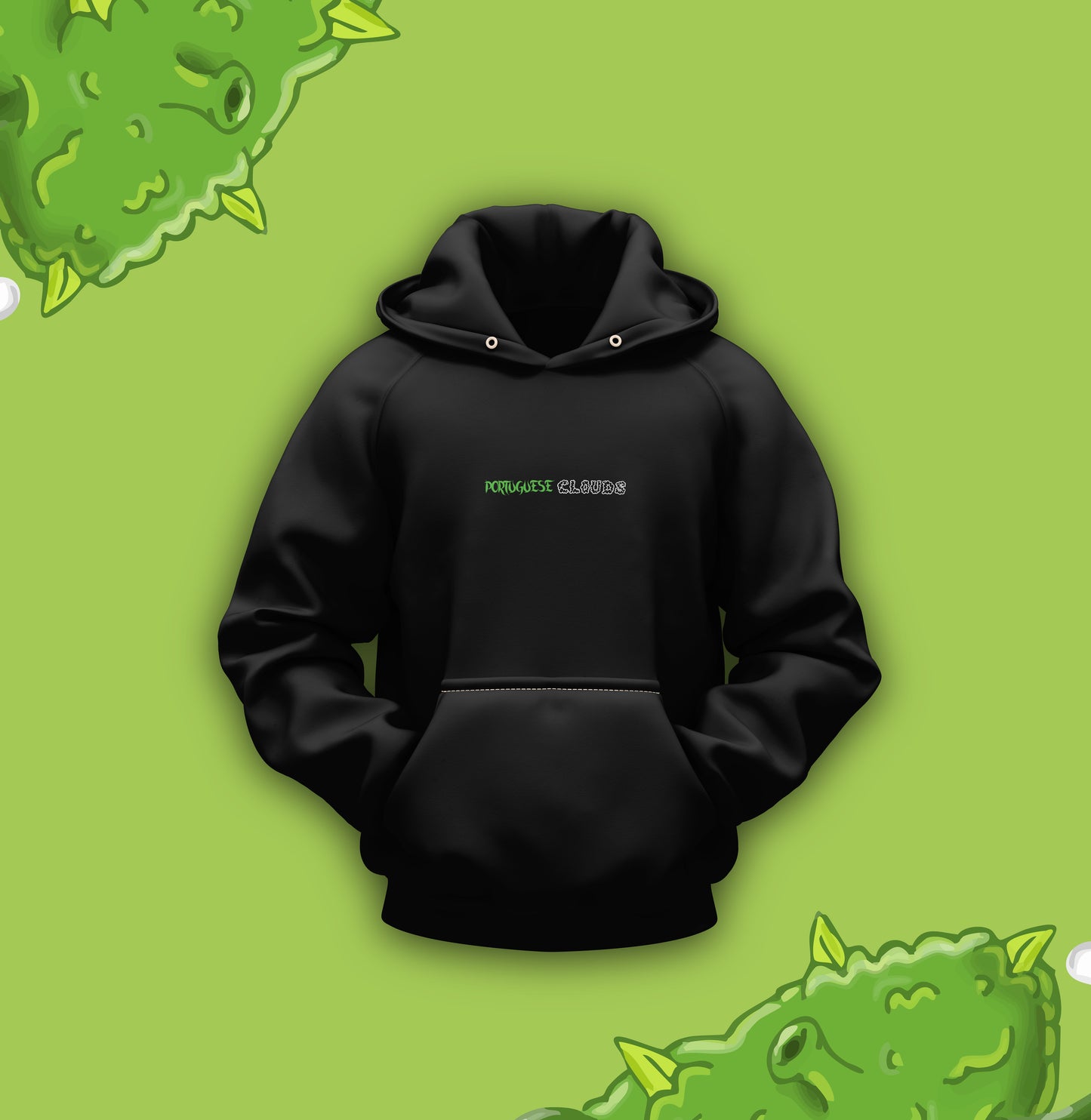 Hoodie Oversized Portuguese Clouds (Preto & Buttercream)