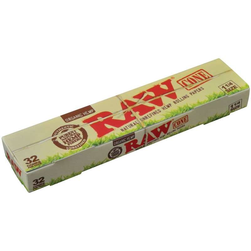 RAW Organic Cones 1¼ – 32 Cones Pré-Enrolados