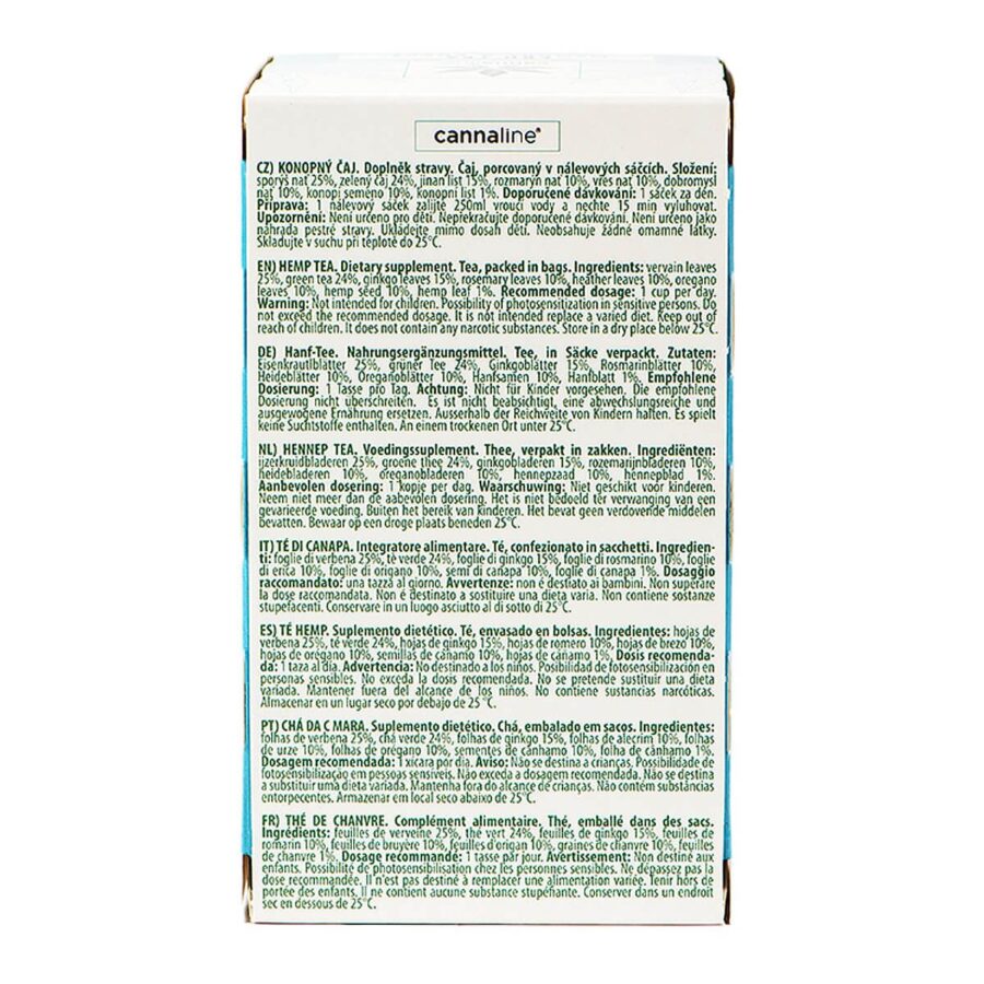 Cannaline Chá de Cânhamo com CBD para Memória e Concentração 30 g (20 saquetas)