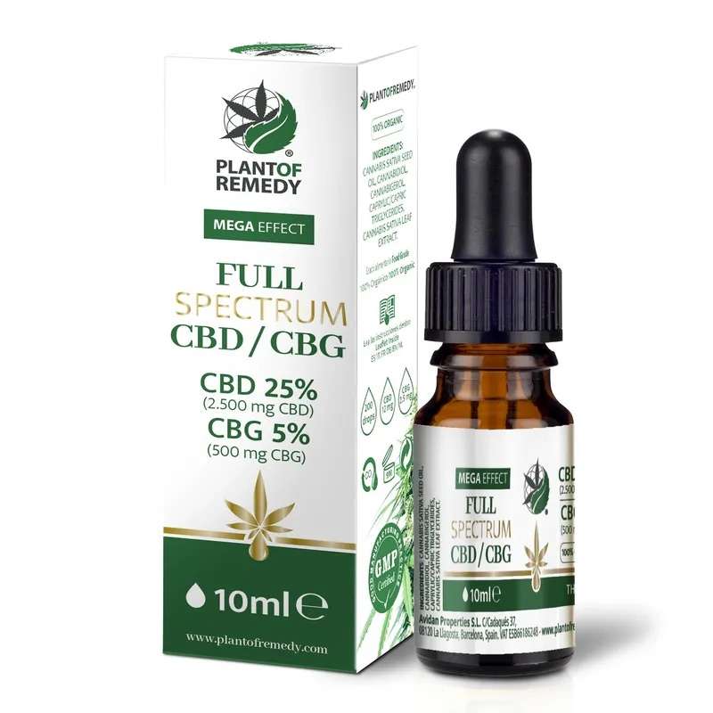 Óleo de Cânhamo 25% CBD 5% CBG 10ml | Plant of Remedy