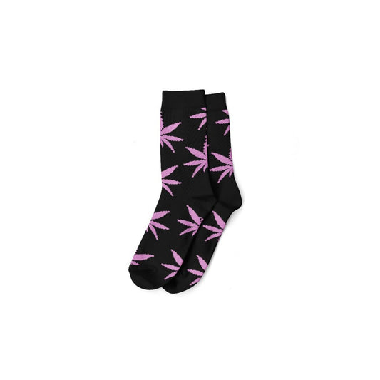 Meias Pretas de Folhas de Cannabis Roxas