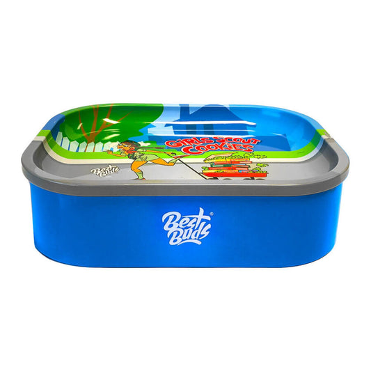 Best Buds Tin Box Rolling Tray with Storage
