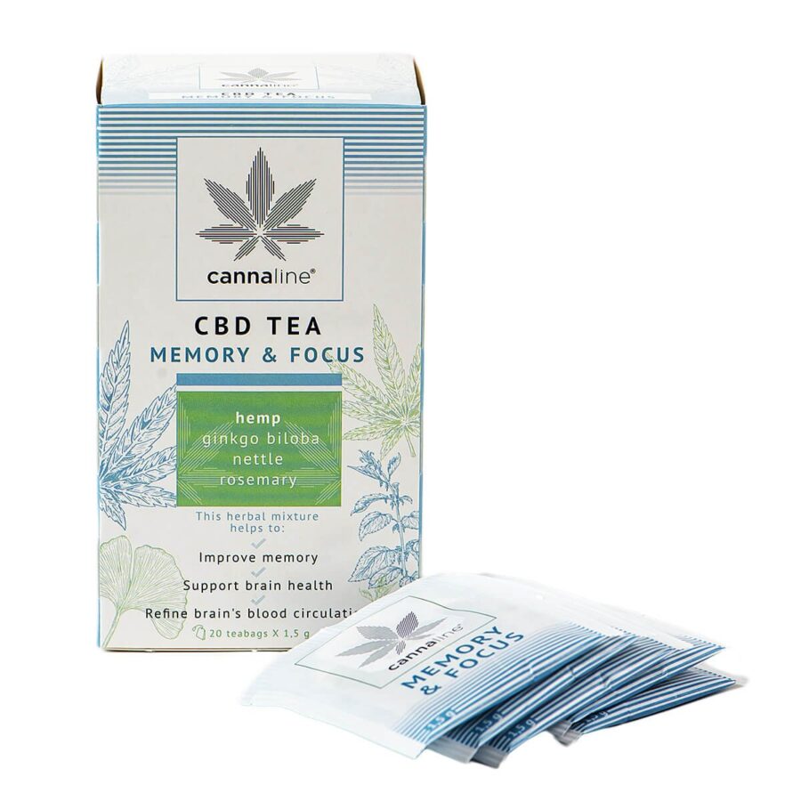 Cannaline Chá de Cânhamo com CBD para Memória e Concentração 30 g (20 saquetas)