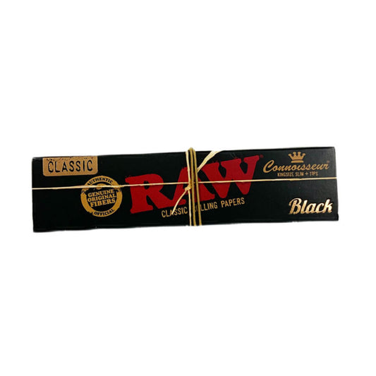 RAW Connoisseur King Size Mortalhas com Filtros – Black