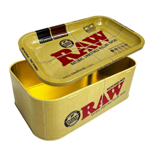 RAW Munchies Box | Tabuleiro em Metal com Caixa de Arrumação 17 × 28 × 9 cm | Portuguese Clouds